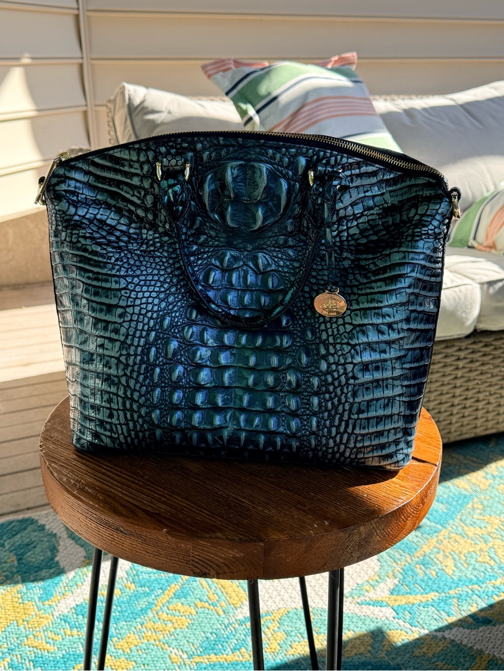 Brahmin Verdigris Large Duxbury Satchel Handbag - Picture 3 of 13